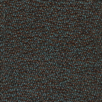 Teal fabric sample with irregular weave, rusty brown accents, and a nubby texture; text reads “turri > fabric cat. t > 779 l”.